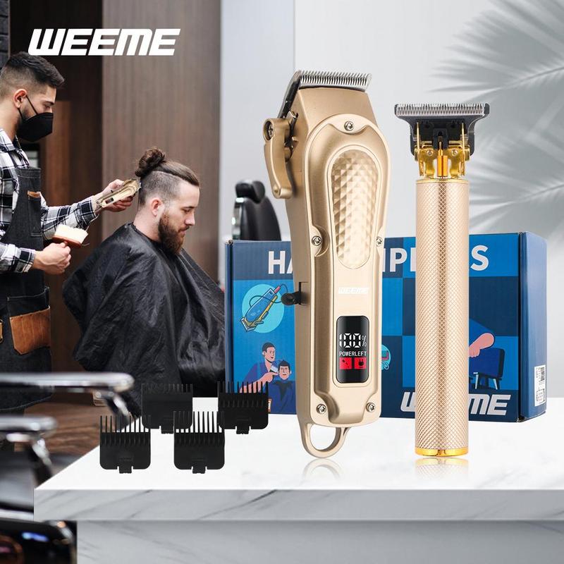 Professional Hair Cutting Machines Set, LCD Display USB Rechargeable Hair Trimmer & T-blade Trimmer & Accessories, Great Gifts for Men