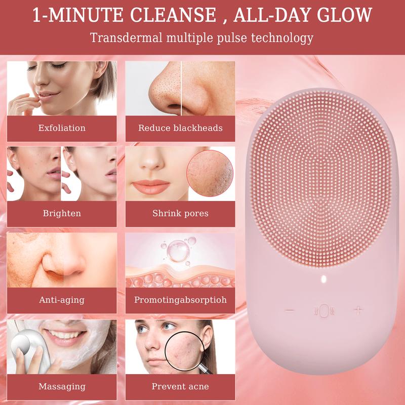 Face Scrubber, Facial Cleansing Brush with Ultrasonic Vibration Technology, Soft Silicone Bristles, and Heatable Constant Temperature Function for Deep Cleansing, Exfoliation, and Massage facial cleansing facial  cleansing