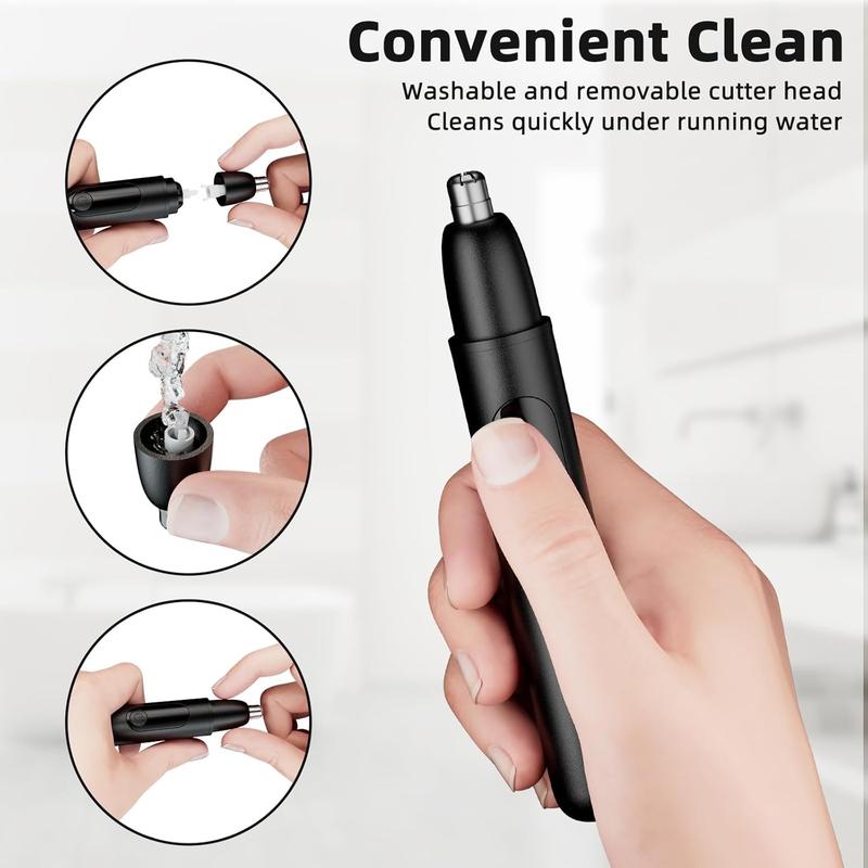 Ear and Nose Hair Trimmer Professional Painless Eyebrow Trimmer for Men and Women Battery-Operated Dual-Edge Blades Built-in LED Light (Gray)