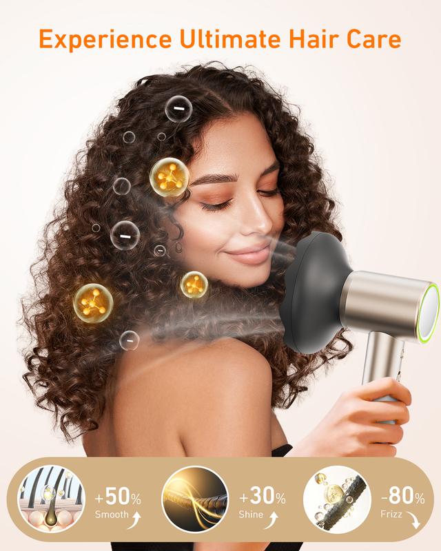 (Christmas Special Offer) Maxodo high-speed hair dryer, light, bass, negative ion, strong wind, ergonomic 4-speed intelligent temperature control, equipped with diffuser travel bag magnetic suction nozzle, Christmas, Thanksgiving, gifts