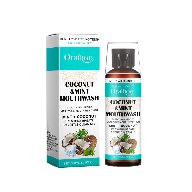 Oralhoe Coconut Mint Mouthwash Remove Stains, Freshen Breath And Clean Teeth With Convenient Care Mouthwash