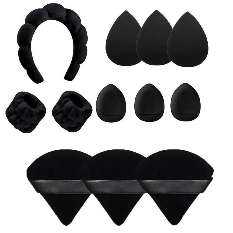 Makeup Sponge Powder Puff Headband Wristband Set, 12pcs set Skincare Makeup Sponges Makeup Puffs Facial Washing Headband wristbands Supplies