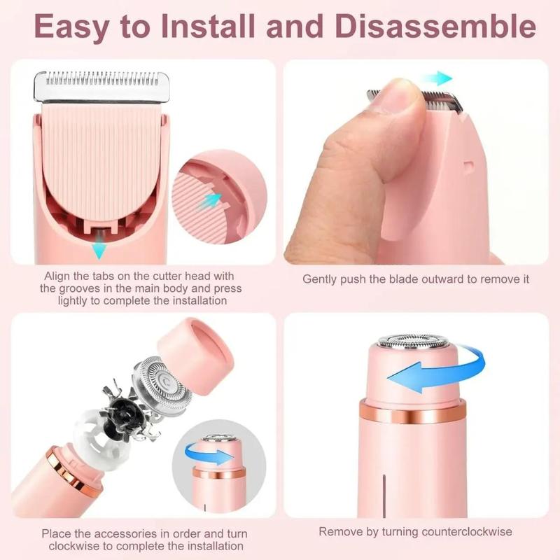 2 in 1 Dual Head Electric Hair Trimmer, 1 Box Waterproof Wet & Dry Hair Remover & Accessories, Women's Electric Shaver for Legs Armpits,  Electric Epilator Hair Removal,  Epilator Hair,  Hair Removal Kit