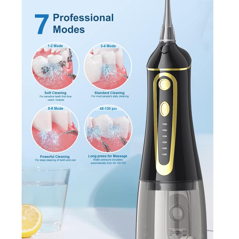 Water Dental Pik Flosser,Water Rechargeable Picks for Teeth Cleaning IPX7 Oral Irrigator Waterproof for Home Travel 7 Levels Portable