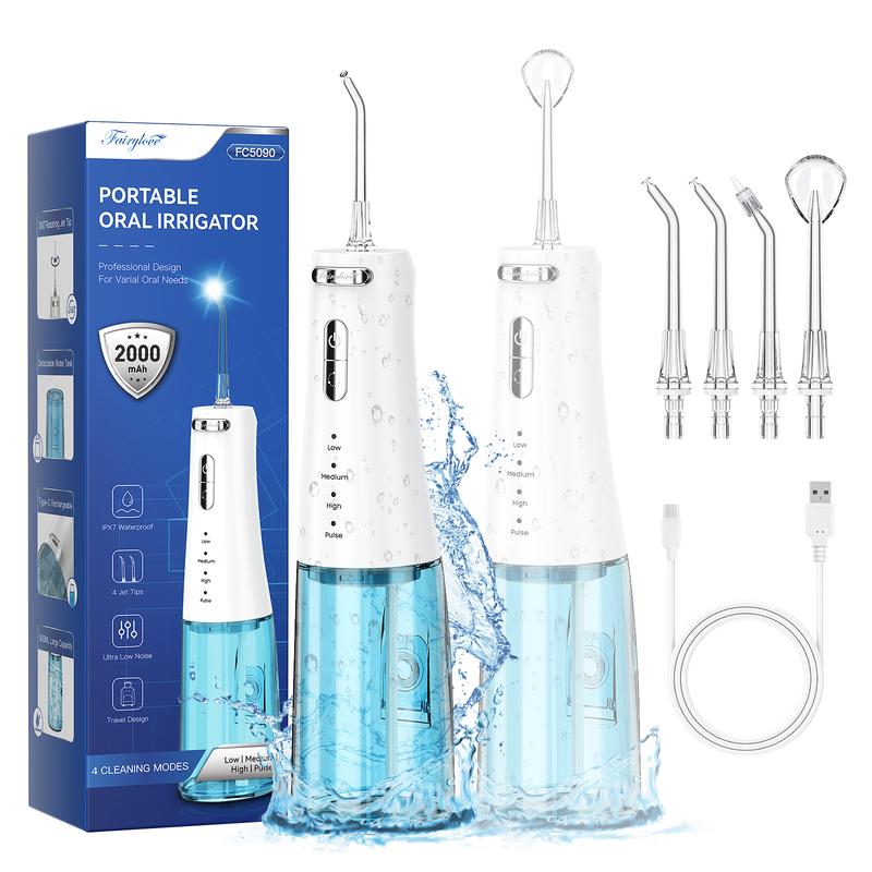 Professional Dentist Recommended 4 in 1 Cordless Water Flosser 300ML 4 Pressure Modes 4 Replaceable Nozzles Rechargeable Toothpick Cleaning Teeth Oral