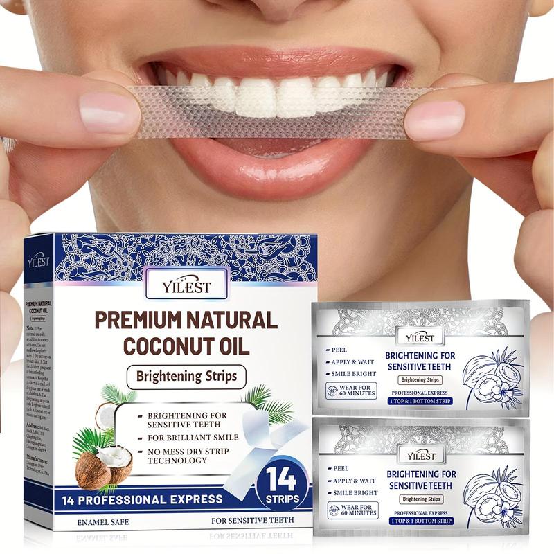 Coconut Mint Teeth Brightening Strips, 1 Box Teeth Strips for Christmas Gift, Professional Teeth Brightening Products for Home & Travel