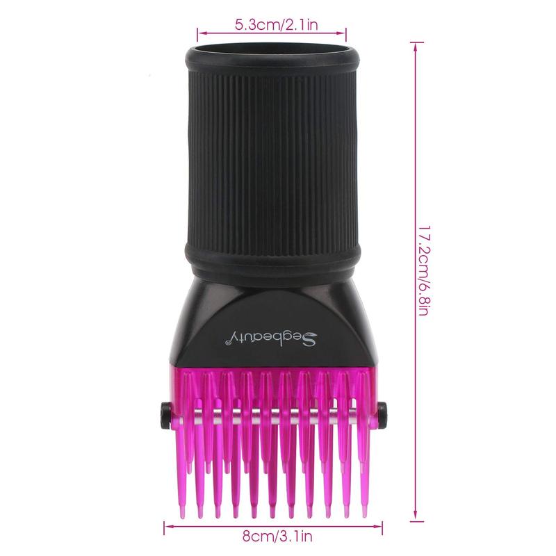 Hair Dryer Comb Attachment, Hair Dryer Concentrator with Brush Attachment for 1.57-1.97 Inch Nozzle, Professional Salon Hair Styling Tools for Straightening Wavy Natural Curly Hair