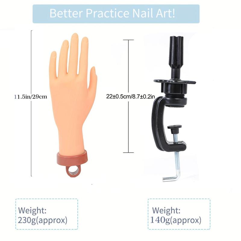 Practice Hand for Acrylic Nails, 2 Counts set Nail Practice Hands with C-clamp, Manicure & Pedicure Tools, Nail Equipment, Lightweight Nail Care Products, Christmas Gift