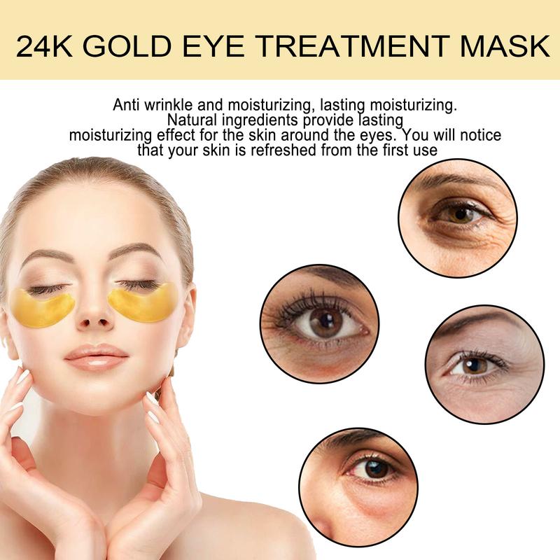 24k Gold under Eye Patch, Moisturizing Eye Mask for Soothing Dry Skin, Hydrating Personal Eye Skin Care Supplies for Daily Use, Spring Comfort Skincare, Mother's Day Gift Moisturizer Moisture Hydrate