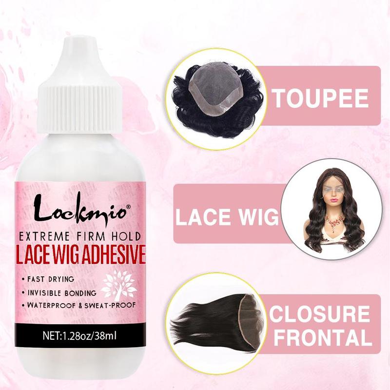 Lace Wig Glue Kit, 10pcs set Including 1 Wig Glue, 1 Wig Remover, 6 Wig Caps, 2 Hair Ties, Professional Wig Styling Kit