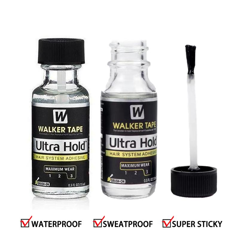 Ultra Hold Glue Hair System Toupees Front Bonding Wigs Weave Active Lace Glue Adhesive 0.5 oz w 15 ml Wig Glue with Brush Applicator Saver