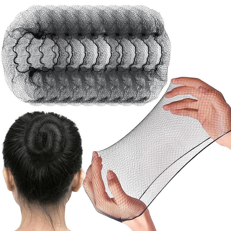 Elastic Hair Net, 100pcs set Invisible Elastic Hair Wig Net, Heatless Styling Tool for Dining, Ballet, Sleep, Women & Girls