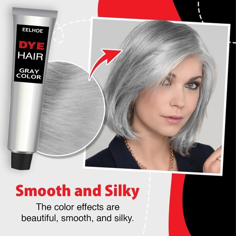 5pc Silver Gray Natural Hair Dye Cream, Permanent Hair Dye, Light Gray Silver Color Cream, Fashion Dye for All Hair Types