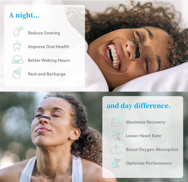 Boost Oxygen Intake, Reduce Snoring, Improve Sleep Quality - Sweat Resistant, Skin Safe Nasal Strips - Extra Strength Snoring Solution (30 Count, Black)