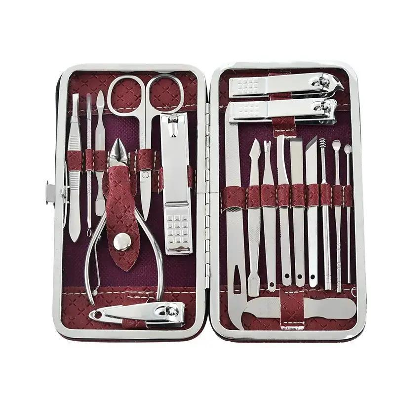 Summer Manicure Set With Storage Case, 19pcs set Portable Multi-functional Nail Clipper Kit Pedicure Care Tool, Nail Kit For Women & Men