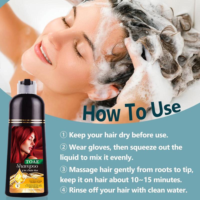 3-in-1 Herbal Hair Dye Shampoo Set for Women and Men, Long-Lasting Color Shampoo for Gray and Dark Hair, Wine Red, Chestnut Brown, and Black - Natural Ingredients, Gentle on Hair and Scalp, Easy to Use, and Suitable for All Hair Types Haircare Plant