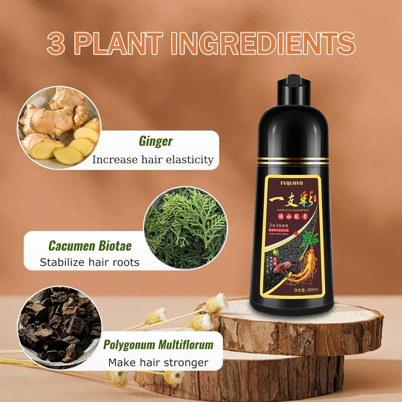 500ML Blonde  Brown Hair Dye Shampoo 3 in 1  +100% Grey Hair Coverage-Natural Herbal Ingredients Haircare Product for Hair Color