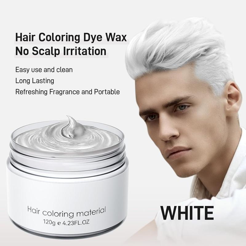 White Temporary Hair Dye,Temporary Hair Color Wax,Natural Washable Hair Dye Temp Hair Color for Women Men  Party Cosplay Halloween