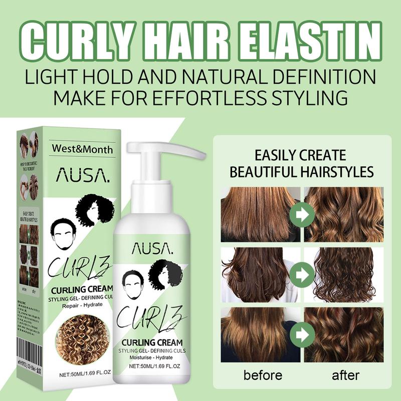 West&Month Curly Hair Elastin, Moisturizing Curly Hair Styling Fluffy Elastic Strong Hair Smoothing Frizz And Hair Care natural herbal