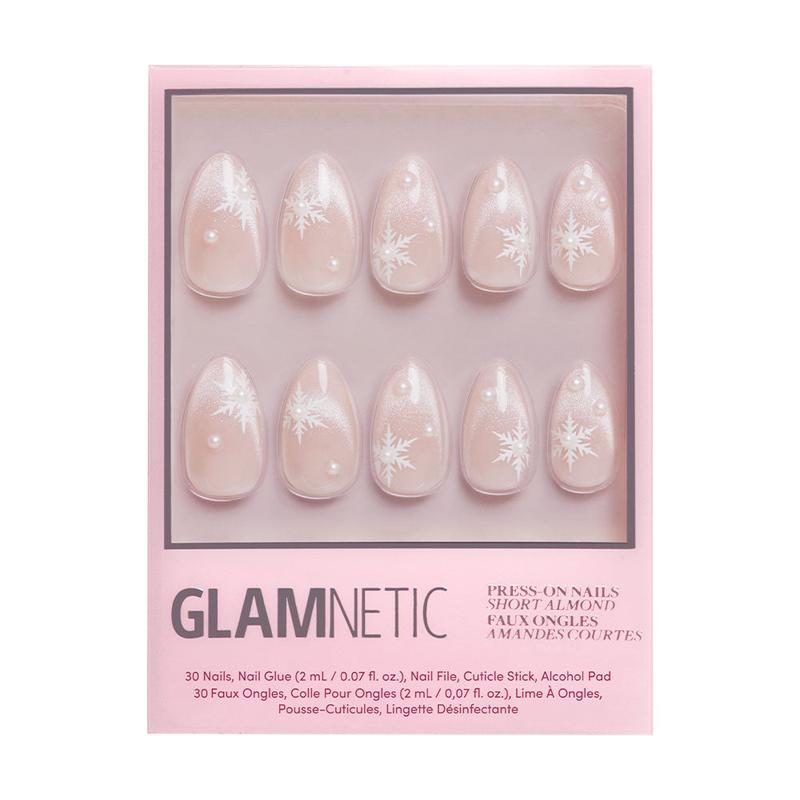 Glamnetic | Snowfall Glossy Velvet Short Almond Press-on Nails Nail Art Nail Care Nail Polish Manicure