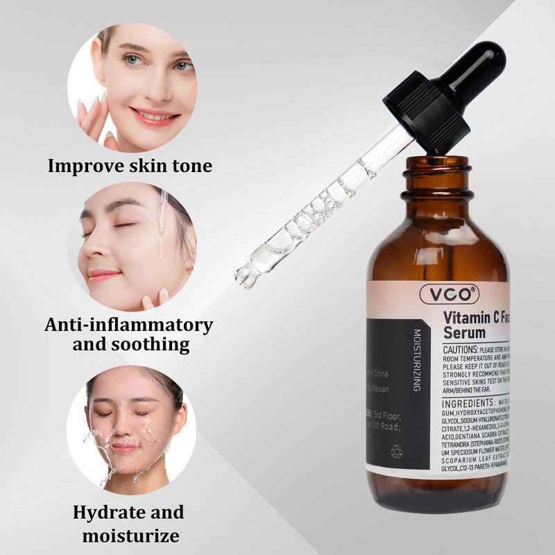 VGO Daily Moisturizing & Repairing & Cleanser Set Vitamin C serum 30ml 60ml Snail Mucin 92% Moisturizer Facial Cleanser of Double Care and Effets