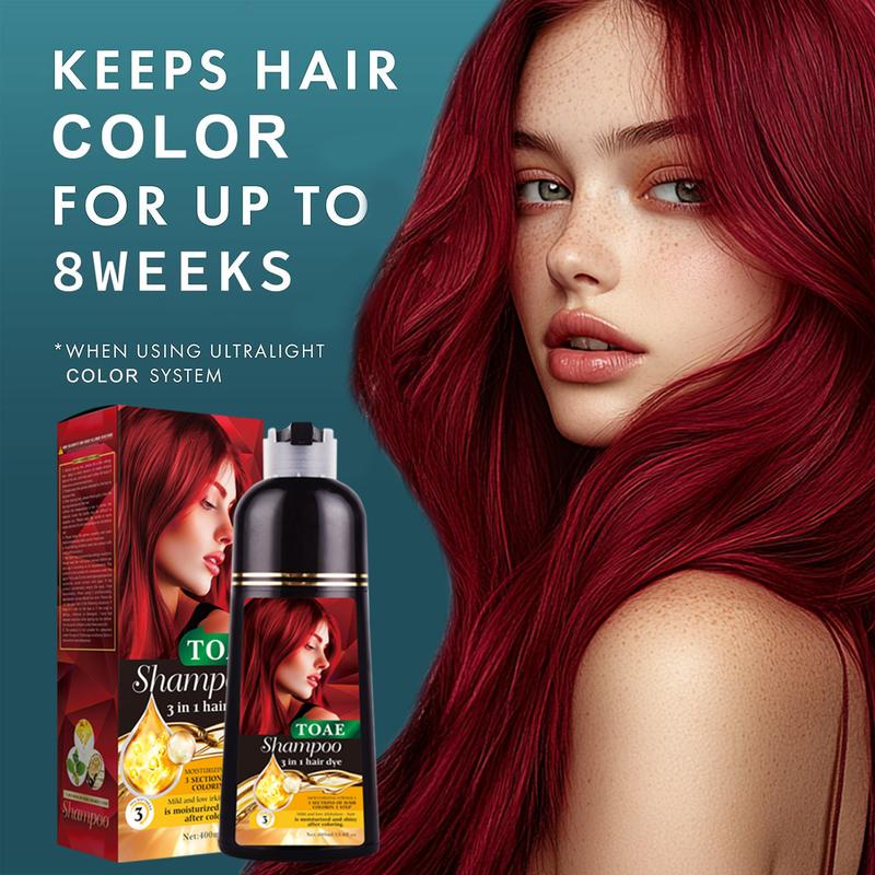 3-in-1 Herbal Hair Dye Shampoo Set for Women and Men, Long-Lasting Color Shampoo for Gray and Dark Hair, Wine Red, Chestnut Brown, and Black - Natural Ingredients, Gentle on Hair and Scalp, Easy to Use, and Suitable for All Hair Types Haircare Plant