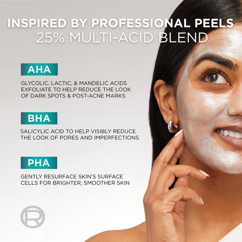 Bright Reveal Dark Spot Exfoliant Peel, 25% AHA BHA PHA Face Exfoliator Solution, Gentle Skincare to Visibly Reduce Dark Spots and Renew Skin Texture, Includes SPF Lotion Sample, L'Oreal Paris