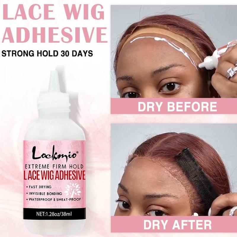 Lace Wig Glue Kit, 10pcs set Including 1 Wig Glue, 1 Wig Remover, 6 Wig Caps, 2 Hair Ties, Professional Wig Styling Kit