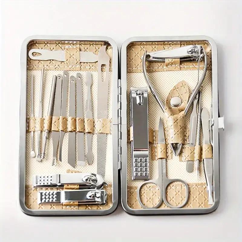 Summer Manicure Set With Storage Case, 19pcs set Portable Multi-functional Nail Clipper Kit Pedicure Care Tool, Nail Kit For Women & Men