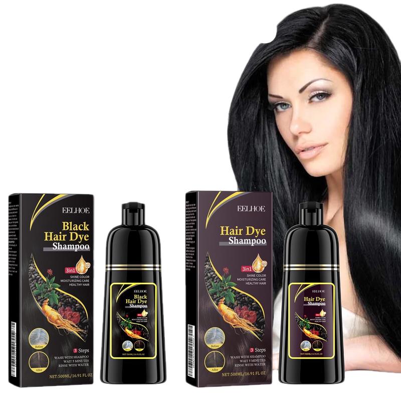  Instant Black Hair Dye Shampoo-3 in 1 Formula- Ginger, Polygonum Multiflorum, Ganoderma lucidum, Ginseng,   Long-Lasting Gray Coverage Nourishing Ginseng Herbal Moisturizing Formula Gentle Haircare any