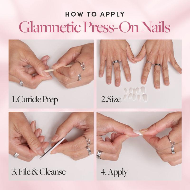 Glamnetic | Snowfall Glossy Velvet Short Almond Press-on Nails Nail Art Nail Care Nail Polish Manicure