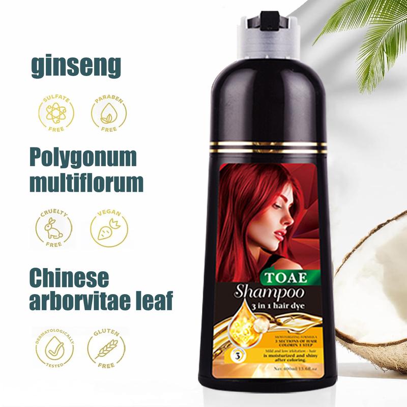 3-in-1 Herbal Hair Dye Shampoo Set for Women and Men, Long-Lasting Color Shampoo for Gray and Dark Hair, Wine Red, Chestnut Brown, and Black - Natural Ingredients, Gentle on Hair and Scalp, Easy to Use, and Suitable for All Hair Types Haircare Plant