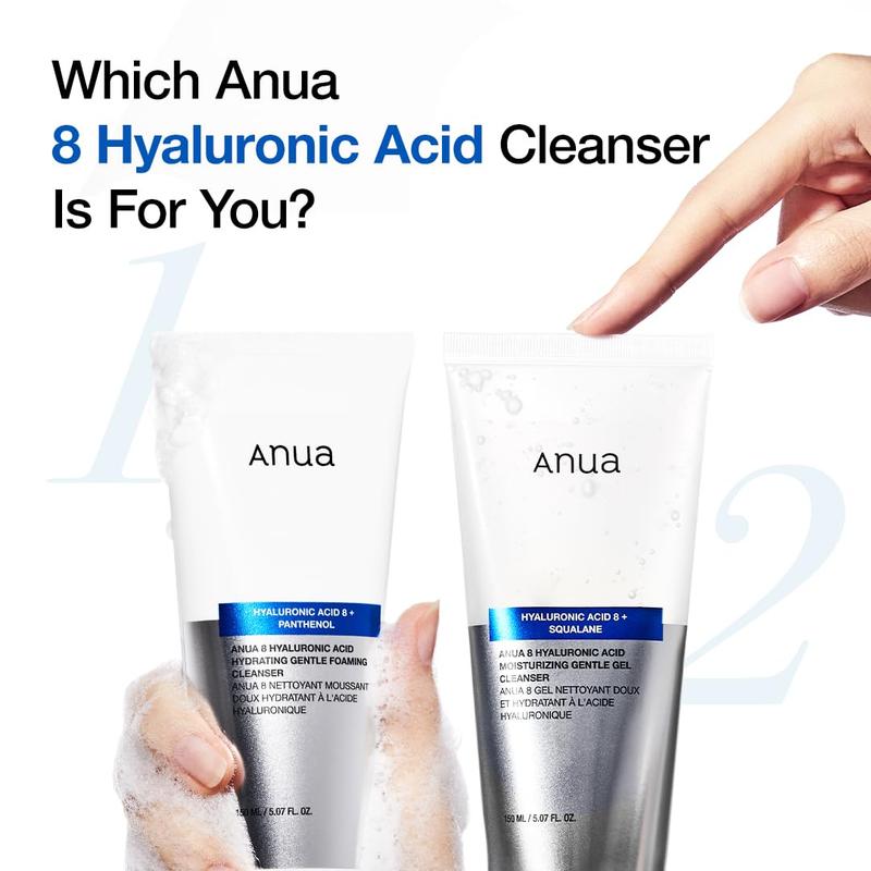 ANUA Moisturizing Gentle Gel Cleanser, Hyaluronic Acid, Squalane, Ceramide, Foaming Facial Korean Cleanser, Ph Balance, Daily Hydrating Face Wash, Korean Skincare (150Ml 5.07Fl Oz.) Cosmocos Co