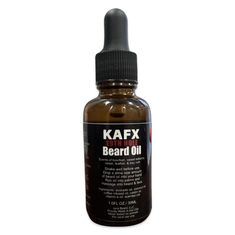 KAFX Body 19th Hole Coffee Infused Beard Oil Organic Scented Hair Care Scent Coconut Jojoba Comfort Aroma