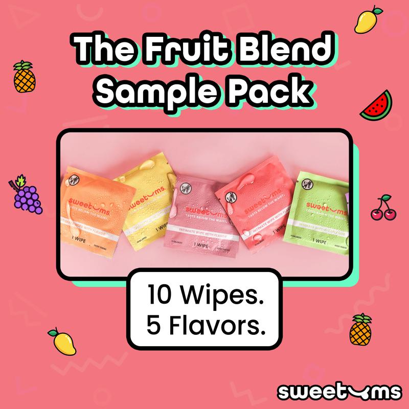 Sweetums flavored feminine wipes fruit sample pack pH balanced gynecologist and dermatologist tested