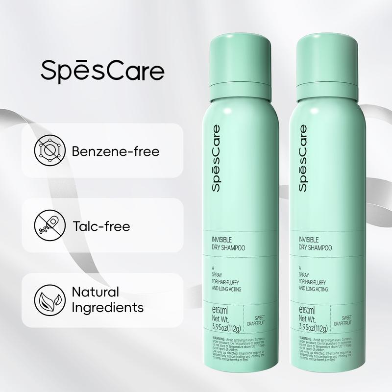 SpēsCare INSTANT FRESH VOLUMZING INVISIBLE HAIR DRY SHAMPOO e150ml,Natural hair care with plant oils,voluminous and hydrated hair soak up oils,Clarifying Shampoo Gentle Cleanser