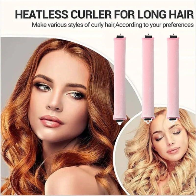 3 Counts Heatless Hair Curler,Overnight Heatless Curls Blowout Rods Headband for All Hair Types,Flexi Rods with Hook,No Heat Curls to Sleep for Curl Rods,Women Long Hair Styling Tools