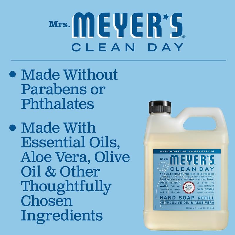 MRS. MEYER'S CLEAN DAY Liquid Hand Soap Refill, Rainwater, 33 OZ SC Johnson