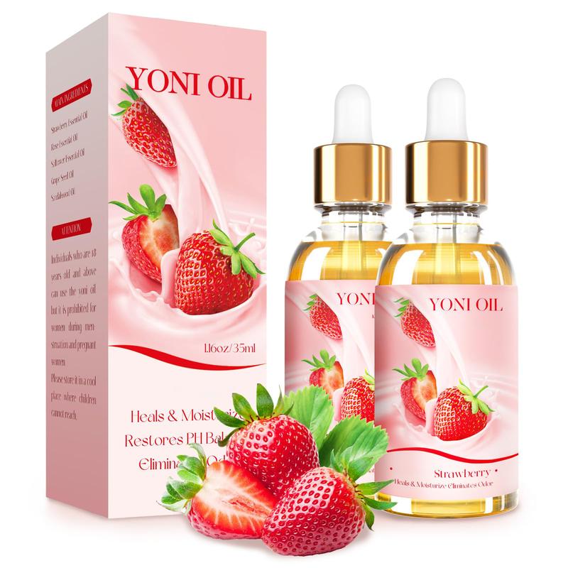 2PCS Yoni Oil Organic Feminine Oil V Moisturizer - Ph Balance for Women - Feminine Deodorant - Eliminates Odor With Strawberry Essential Oil, Yoni Oil