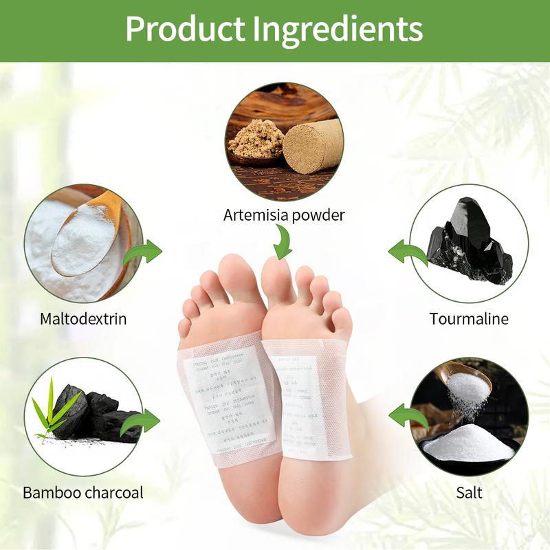 50PCS Foot Pads Bamboo Vinegar Ginger Foot Paches for Foot Care Cleansing Relaxation Adhesive Sheets