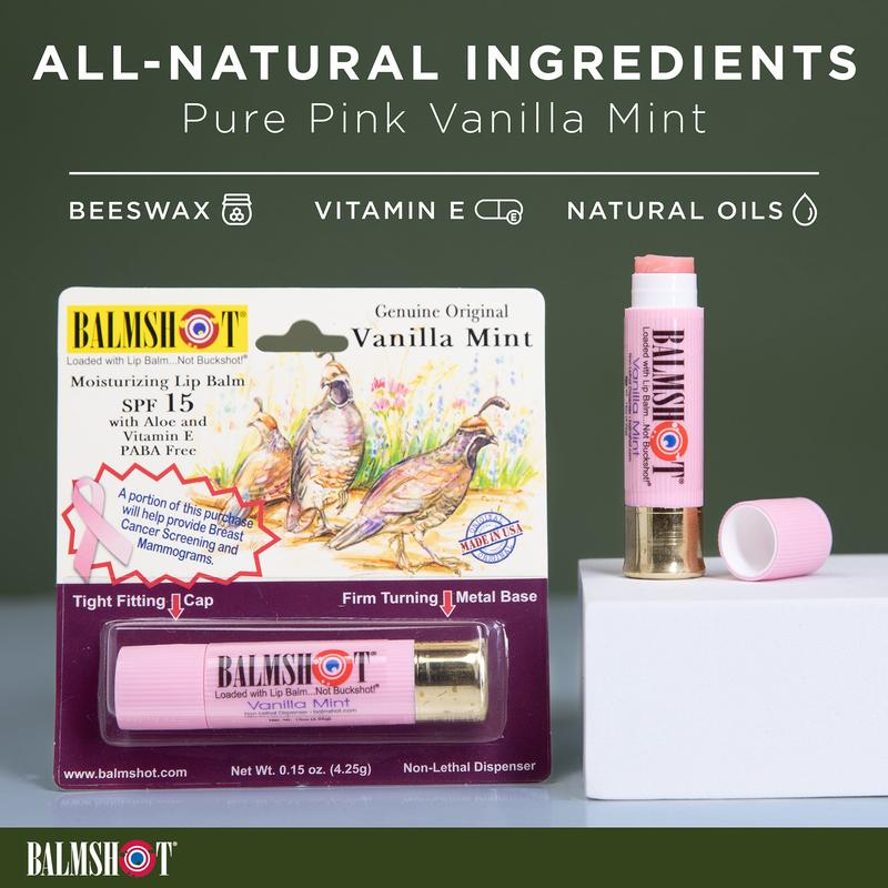 Pure Pink Vanilla Mint Lip Balm Balmshot 100% Moisturizing Lip Balm