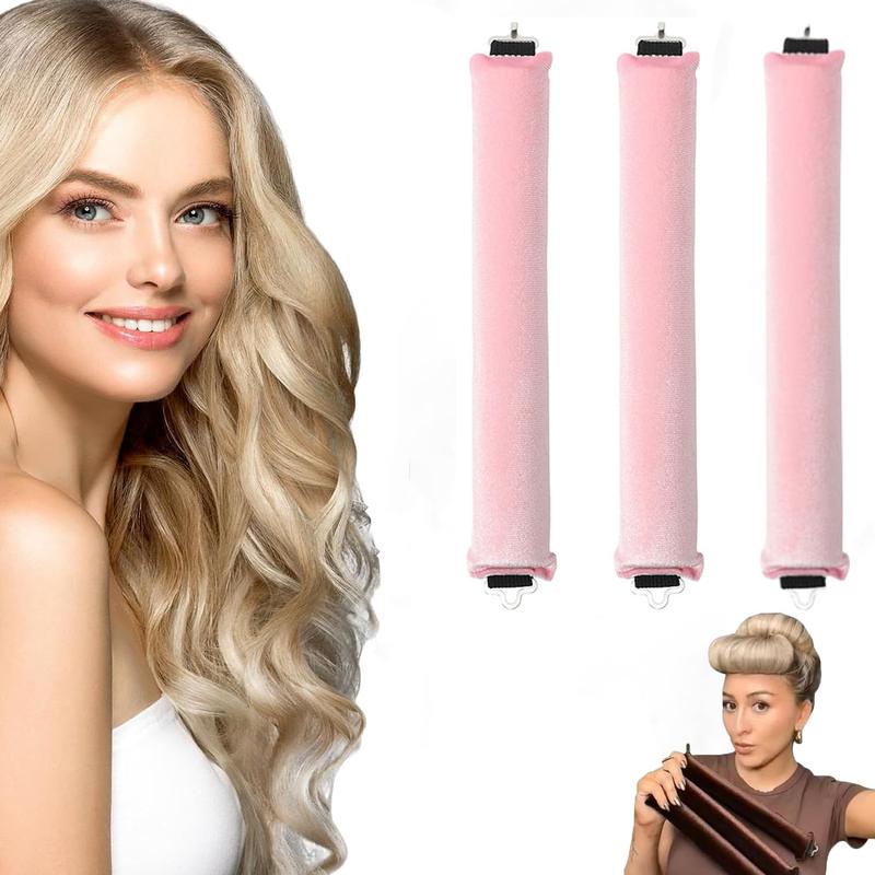 3 Counts Heatless Hair Curler,Overnight Heatless Curls Blowout Rods Headband for All Hair Types,Flexi Rods with Hook,No Heat Curls to Sleep for Curl Rods,Women Long Hair Styling Tools