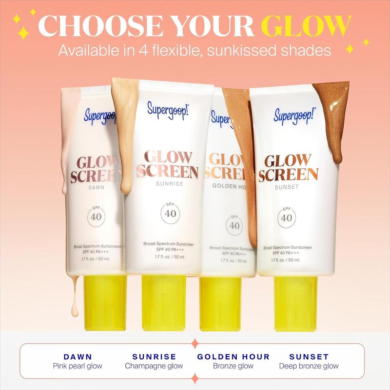 Glowscreen SPF 40 by Supergoop!  Sunrise (Champagne Glow) - 1.7 fl oz - Glowy Primer + Broad Spectrum Sunscreen - Helps Filter Blue Light - Boosts Hydration with Hyaluronic Acid, Vitamin B5 & Niacinamide