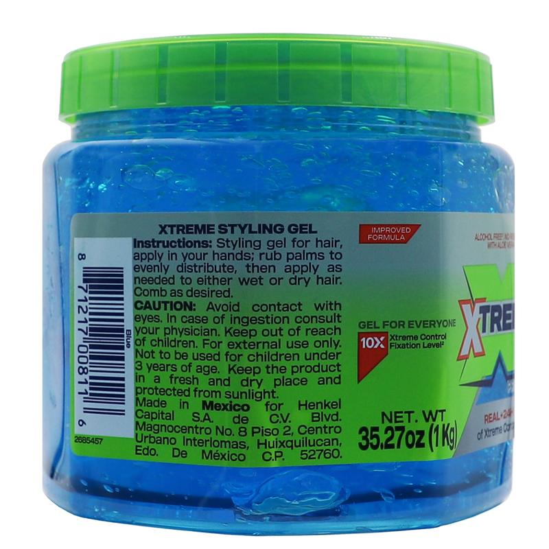 Schick Xtreme Professional Jumbo Blue Haircare Styling Gel with UV Protection and Aloe Vera, 35.27 oz 1 kg Long Lasting Scent Scented