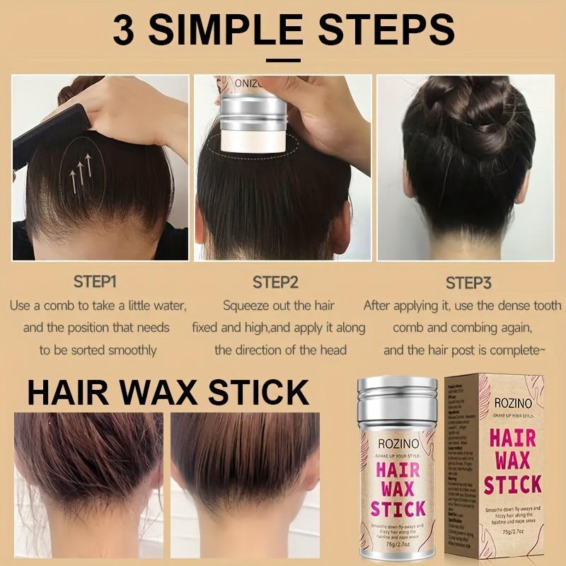 Natural Extracts Hair Styling Kit, 1 Count Hair Wax Stick & 3 Counts Comb, Hair Care & Styling Product for All Hair Types