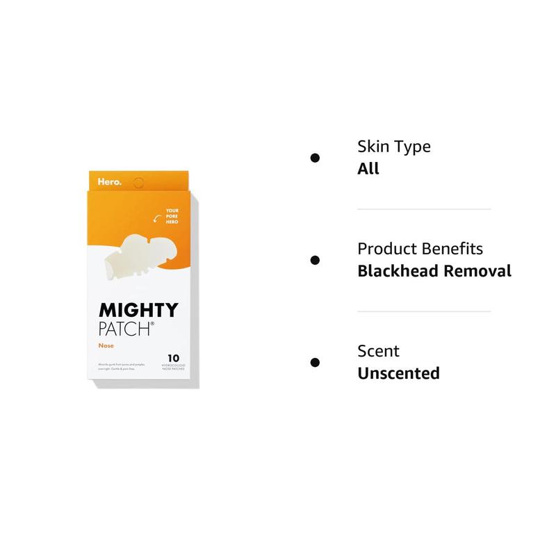 Mighty Patch Nose Patch from Hero Cosmetics - XL Hydrocolloid Pimples, Zits and Oil - Dermatologist-Approved Overnight Pore Strips to Absorb Acne Nose Gunk (10 Count)