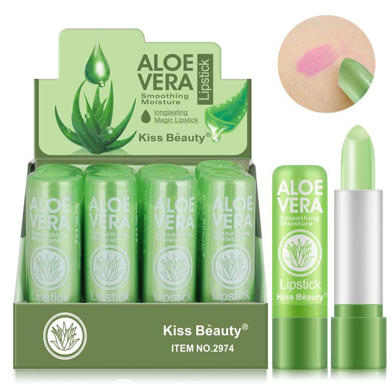 Aloe Vera Moisturizing Lip Balm, 12pcs box Temperature Color Changing Lipstick, Hydrating Lip Balm, Lip Care Product for Women & Girls