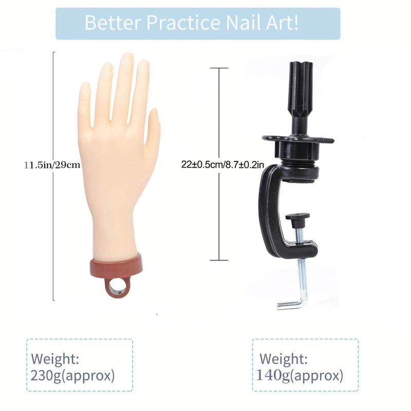 Practice Hand for Acrylic Nails, 2 Counts set Nail Practice Hands with C-clamp, Manicure & Pedicure Tools, Nail Equipment, Lightweight Nail Care Products, Christmas Gift