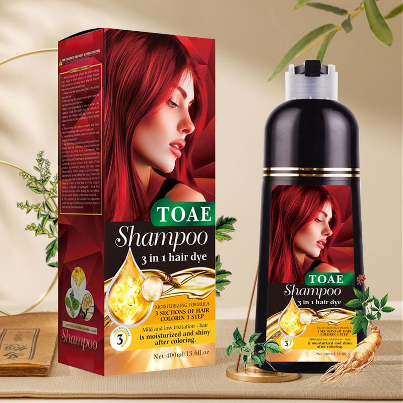 3-in-1 Herbal Hair Dye Shampoo Set for Women and Men, Long-Lasting Color Shampoo for Gray and Dark Hair, Wine Red, Chestnut Brown, and Black - Natural Ingredients, Gentle on Hair and Scalp, Easy to Use, and Suitable for All Hair Types Haircare Plant