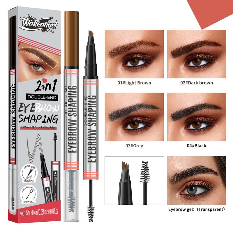 Curved Eyebrow Pen - Eyebrow Pencil Magical 2-in-1 Dual-Ended Eye Brow Pencils for Women with Fork-Tip & Precise Brush-Tip Create Natural Hair-Like Brows, Last All-Day